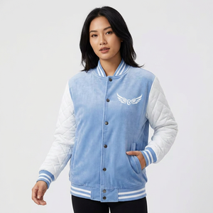 Veste universitaire bleu clair pour homme, décontractée, avec logo brodé ailes, coupe classique, col rabattable, mélange polyester-coton - Product Image 3