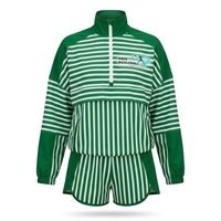 Ensemble de sport 2 pièces pour femme, tricoté, léger et respirant, à rayures, col montant, manches longues, fermeture éclair quart, longueur genou, pour le pickleball d'été