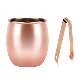 100% Copper Wine Cooler Ice Bucket with Ice Tong Double <b>Rose</b> Gold Color Copper Ice Buckets <b>Top</b> Price - Product Image 1