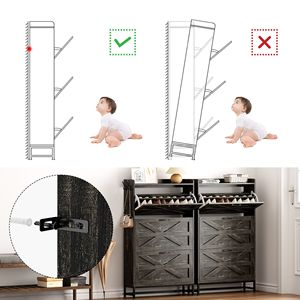 Large Capacity <b>Grey</b> Shoe <b>Cabinet</b> for Home Entry and Entrance Balcony Storage Shoe Rack - Product Image 5