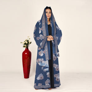 Abaya de Chifón Sólido con Pañuelo a Juego, Diseño Abierto por Delante, Mangas Largas - Vestido Islámico Modesto para Mujer, Suministro ODM - Product Image 2