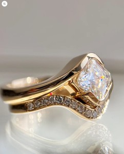 Asscher Cut 6MM Moissanite Bridal Engagement <b>Ring</b> 925 Sterling Silver Gold Plated Luxury Certified Wedding Promise Anniversary - Product Image 2