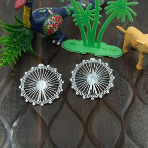 Pendientes de plata de ley 925 con diseño de rueda redonda hechos a mano para mujer, joyería geométrica minimalista, regalo para mujer - Product Image 1