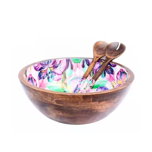 Bol en bois émaillé fait main pour servir des collations Iftar, Inde, RR ENTERPRISES - Product Image 3