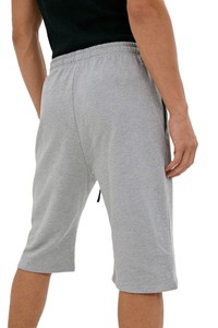 Men's Gray Cotton Polyester <b>Fleece</b> <b>Shorts</b> with Drawstring Waist Casual Breathable Long Length Solid Color Knitted Fabric - Product Image 4