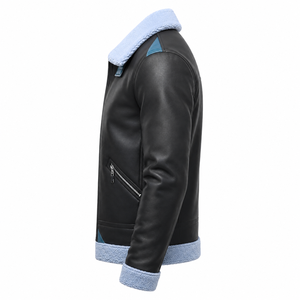 Chaqueta Bomber de Cuero Genuino Marrón Oscuro para Hombre, Forro de Poliéster, Cuello Alto, Resistente al Viento, Otoñal, Ecológica, Formal, Estilo Moto - Product Image 5
