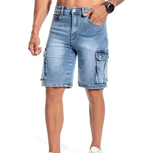 Fabricant de jorts de charpentier entièrement personnalisés, shorts en jean utilitaires pour hommes, fournisseur américain, shorts en jean délavés et amples - Product Image 1