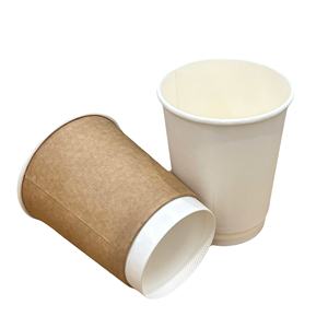Gobelet à café en papier biodégradable de qualité alimentaire imprimé flexo sur mesure avec couvercle, gobelet à thé jetable en papier kraft à double paroi pour boissons et eau - Product Image 3