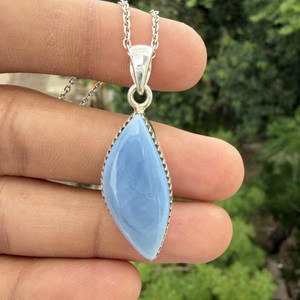 NIKHIL GEMS Handmade Owyhee Blue <b>Opal</b> Vintage Engagement <b>Pendant</b> 925 Sterling Silver Third Party Certified Gemstone for Women - Product Image 4