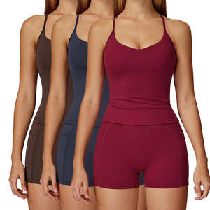 ชุดกางเกงขาสั้นสำหรับเล่นโยคะไร้รอยต่อ2ชิ้นสำหรับผู้หญิงใหม่ชุดออกกำลังกายกระชับก้นระบายอากาศได้ดีสำหรับใส่เล่นกีฬา - Product Image 5