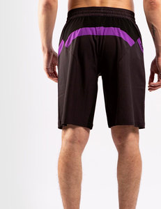 Shorts de sport pour homme, noir et violet, à blocs de couleur, taille mi-haute, élastique, séchage rapide, style Bermuda - Product Image 1