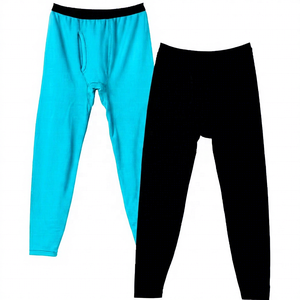 Leggings de compression pleine longueur pour hommes, couleur unie, respirants, en Spandex et Nylon, taille élastique - Product Image 4
