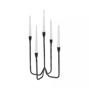 Porte-bougie décoratif moderne en aluminium coulé PVD noir mat à 5 bras, options de personnalisation, décoration de table - Product Image 3