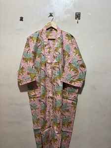 Kimono corto con estampado de leopardo, bata de algodón indio, ropa de playa, albornoz, vestido corto estilo bohemio para fiesta - Product Image 2