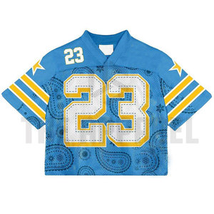 เสื้อยืดฮิปฮอปผ้าเจอร์ซีย์ตาข่ายโอเวอร์ไซส์แบบกำหนดเองระบายอากาศได้ดีเสื้อยืดสตรีทแวร์พรีเมียมออกแบบได้ตามต้องการ - Product Image 1