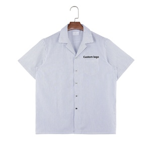 Custom Logo Wholesale Mens Stripe <b>Shirt</b> <b>Button</b> <b>up</b> Collar <b>Shirt</b> Casual Plus Size Men Ringer <b>Shirts</b> for Men <b>Short</b> <b>Sleeve</b> - Product Image 2