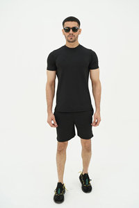 Men Oversized Drop Shoulder T-shirt <b>Set</b> Custom Logo Blank Breathable Summer <b>Set</b> Cotton Street Wear Vintage Luxury Men Plain <b>Sets</b> - Product Image 2