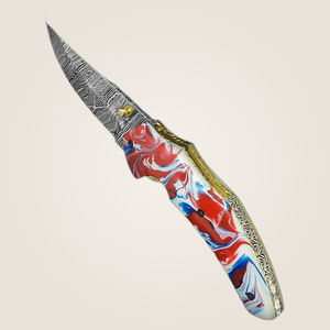 Cuchillo de Bolsillo Burraq OEM, Hecho a Mano, Multifuncional, de Acero de Damasco, 8 Pulgadas, Hoja Recta, con Funda de Cuero, Regalo de Aniversario - Product Image 4