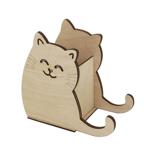 MDF Organizer Pencil <b>Stand</b> Holder Customized Sale Sublimation <b>Cat</b> Shape Pen Holder Blanks Custom MDF Pencil Cup Holder - Product Image 1