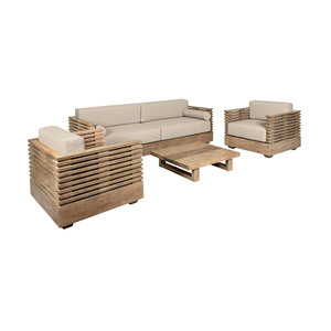 Ensemble de meubles de jardin modernes de luxe, canapé d'extérieur en teck - Plobia - Product Image 2