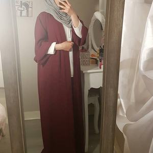 Plain Dubai Abaya Open Front Kimono Islam Clothing Saudi Robe Turkish Modest <b>Cardigans</b> Coat Ramadan Eid Muslim Women Hijab Robe - Product Image 5