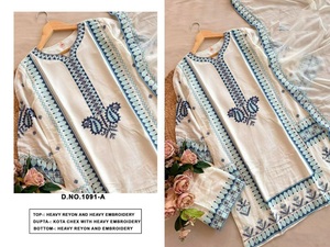 Dhwaja Export <b>Women</b> Pakistani Paisley Motif Embroidery <b>Kurti</b> - Product Image 2