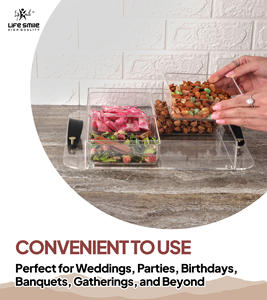 Plateau de service en acrylique de luxe avec poignées en cuir noir, couvercle inclus, organiseur multi-usages à 4 compartiments - Product Image 6