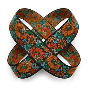 Wholesale Jacquard Ribbon Manufacturer 50mm Designer Floral Jacquard Ribbon Multicolor Woven Trim for Bows Garment Ethnic Wear - Product Image 1