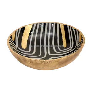 Bol de service à salade imprimé en bois de mangue Plateau saladier le plus vendu Taille personnalisée - Product Image 4