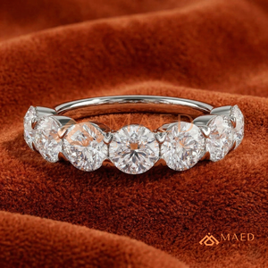 925 Sterling Silver 7 <b>Stone</b> Round Brilliant Cut Moissanite Wedding Band D VVS1 Diamond Eternity Ring for Women Fine Jewellery - Product Image 1