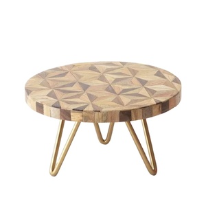 New Arrival Wooden Display Riser <b>Table</b> Metal <b>Legs</b> Dessert Stand Modern Decor Serving Pedestal Tray Item latest mop platters - Product Image 1