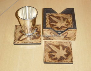 Stylish Glam Round Wood Coasters Durable Eco-Friendly Table Protectors for Hot & Cold Beverages Home & <b>Bar</b> Decor <b>Mats</b> & Pads - Product Image 1