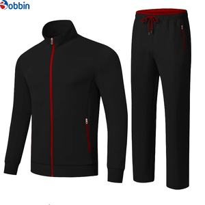 Conjunto Deportivo Negro para Hombre Bobbin, Sudadera con Cierre Completo y Cuello Alto con Pantalones a Juego, Ropa Casual Transpirable, Estilo Otoñal - Product Image 3