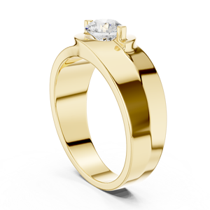 Bague solitaire pour homme en or jaune avec diamant de laboratoire – Bijou moderne pour fiançailles et mariage - Product Image 1
