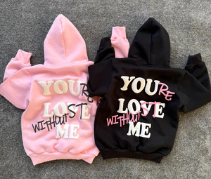 Sudaderas con Capucha Unisex, Estampado Puff 'You're Lost Without Me', Rosa y Negro, Casuales, de Forro Polar, Talla Grande, para Otoño - Product Image 5