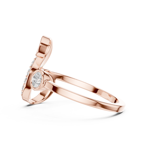 Bague en or rose avec diamant de laboratoire taille brillant rond, bijou de mariée minimaliste pour femme - Product Image 2
