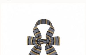 Pañuelo de Seda a Rayas Grises y Amarillas, Corbata para Uniforme de Banco para Mujer - Product Image 3