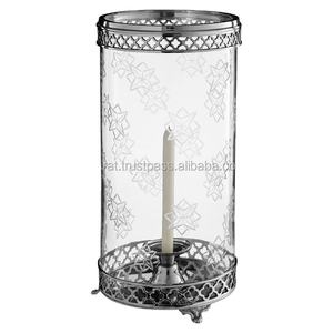 Bougeoir en verre Hurricane Design de luxe Décoration de la maison Saint Valentin Sérigraphie en aluminium 2 couleurs Nickel - Product Image 1