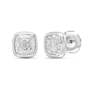 1 CT Lab Grown Asscher Bezel <b>Studs</b> 18K Gold Engagement Earrings-Luxury Modern Geometric Design IGI Certified - Product Image 1