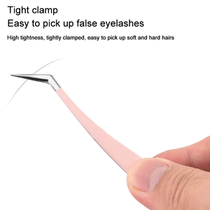 Pince à cils personnalisée en acier inoxydable antistatique, courbée et arrondie, outil professionnel pour extensions de cils 3D - Product Image 3