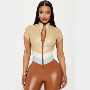 Nuevas llegadas: Pantalones de pierna recta con cintura elástica, estilo corto con cremallera en el cuello y ombligo expuesto, para otoño e invierno. - Product Image 2