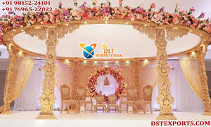 Mandap de Madera Indio para una Atractiva Boda al Estilo Bollywood, Último Modelo de Mandap de Boda Tallado en Oro, Artesanía en Madera, Mandap Maharani Canadá - Product Image 3