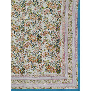 ผ้าปูที่นอนคู่ สีขาวเขียว ลายพิมพ์บล็อกแฮนด์เมด ผ้าฝ้าย 200 เส้นด้าย ลายเรขาคณิต ระบายอากาศได้ดี เหมาะสำหรับใช้ในบ้าน โรงแรม และงานตกแต่ง - Product Image 2