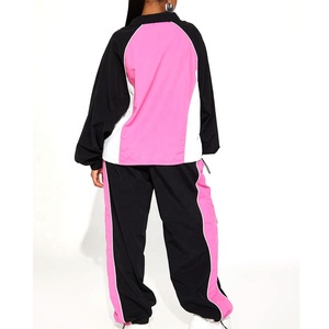 OEM Manufacturer's Best Quality Casual Windbreaker Tracksuits for Women Solid Pattern Training Wear Clothing Sets Short Patches - Product Image 4