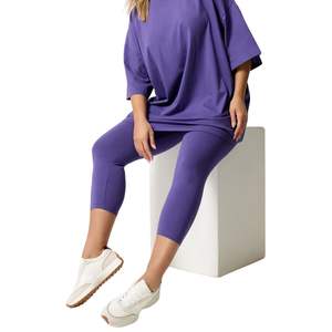 Leggings de yoga pour femmes à taille haute, couleur violette, extensibles, décontractés, pour le fitness et l'entraînement, vente en gros personnalisée, fabricant OEM ODM - Product Image 3
