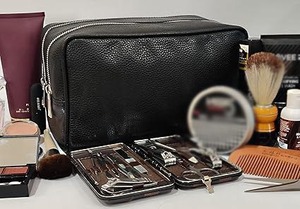 Neceser de Cuero Genuino para Hombre, Bolsa de Aseo para Viaje, Kit de Afeitado, Organizador de Artículos de Baño, Bolsa de Cosméticos de Cuero para Mujer - Product Image 5