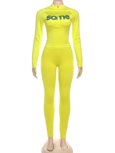 Casual Sporty Women 2 Piece Set <b>Short</b> <b>Top</b> Above Knee Solid Elastic Pants Tracksuit with Letter Print Zip-up Full <b>Sleeve</b> <b>Tops</b> - Product Image 2