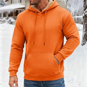 Mens Winter Heavy Pullover Hoodie With Soft Sherpa Fleece Lining Thick Hooded Sweatshirt Featuring Strong Double Needle Stitch - Product Image 2