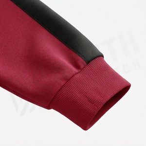 Survêtement à capuche pour homme, rouge et noir, avec fermeture éclair intégrale, poches latérales, vêtements de sport décontractés, tenue d'automne - Product Image 6