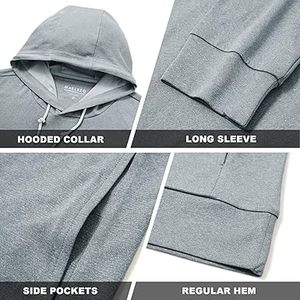 M MAELREG เสื้อฮู้ดผู้ชายแบบสวมหัว น้ำหนักเบา ระบายอากาศได้ดี มีกระเป๋า 2 ช่อง แห้งเร็ว ยืดหยุ่น เหมาะสำหรับเล่นกอล์ฟ - Product Image 5